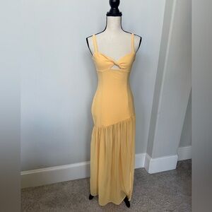 Hello Molly Cut-Out Yellow Chiffon Formal Prom Dress